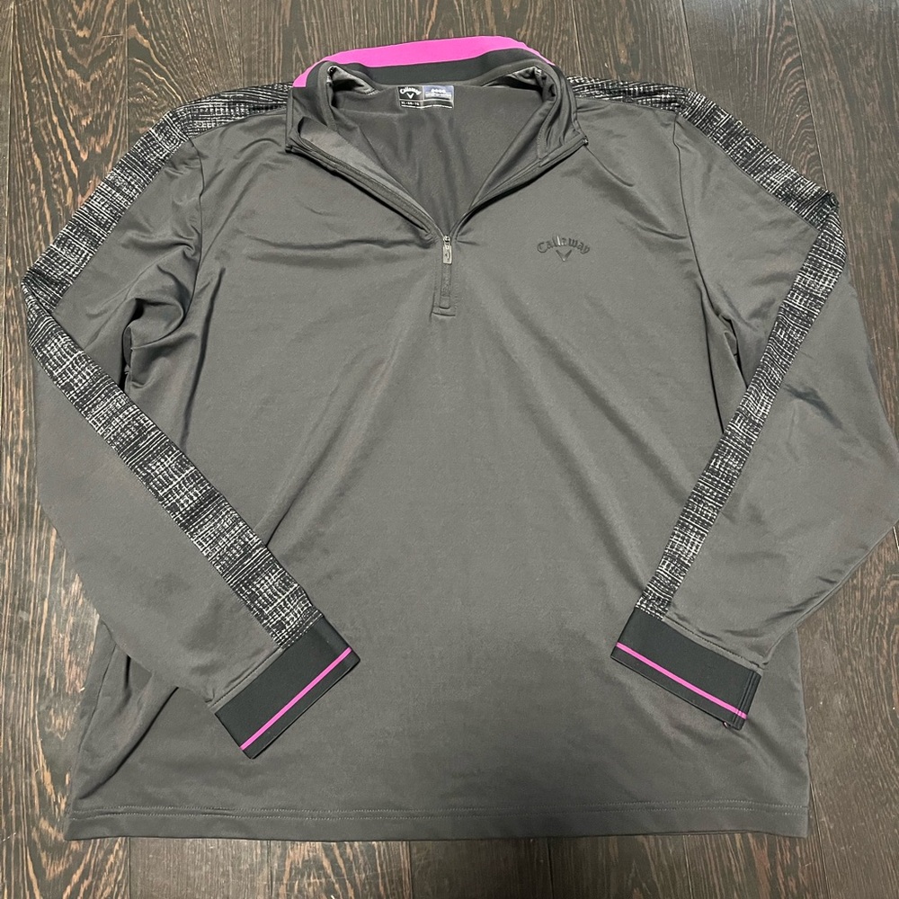 Callaway Weather Series Gray Quarter Zip Golf Sweater Mens XL